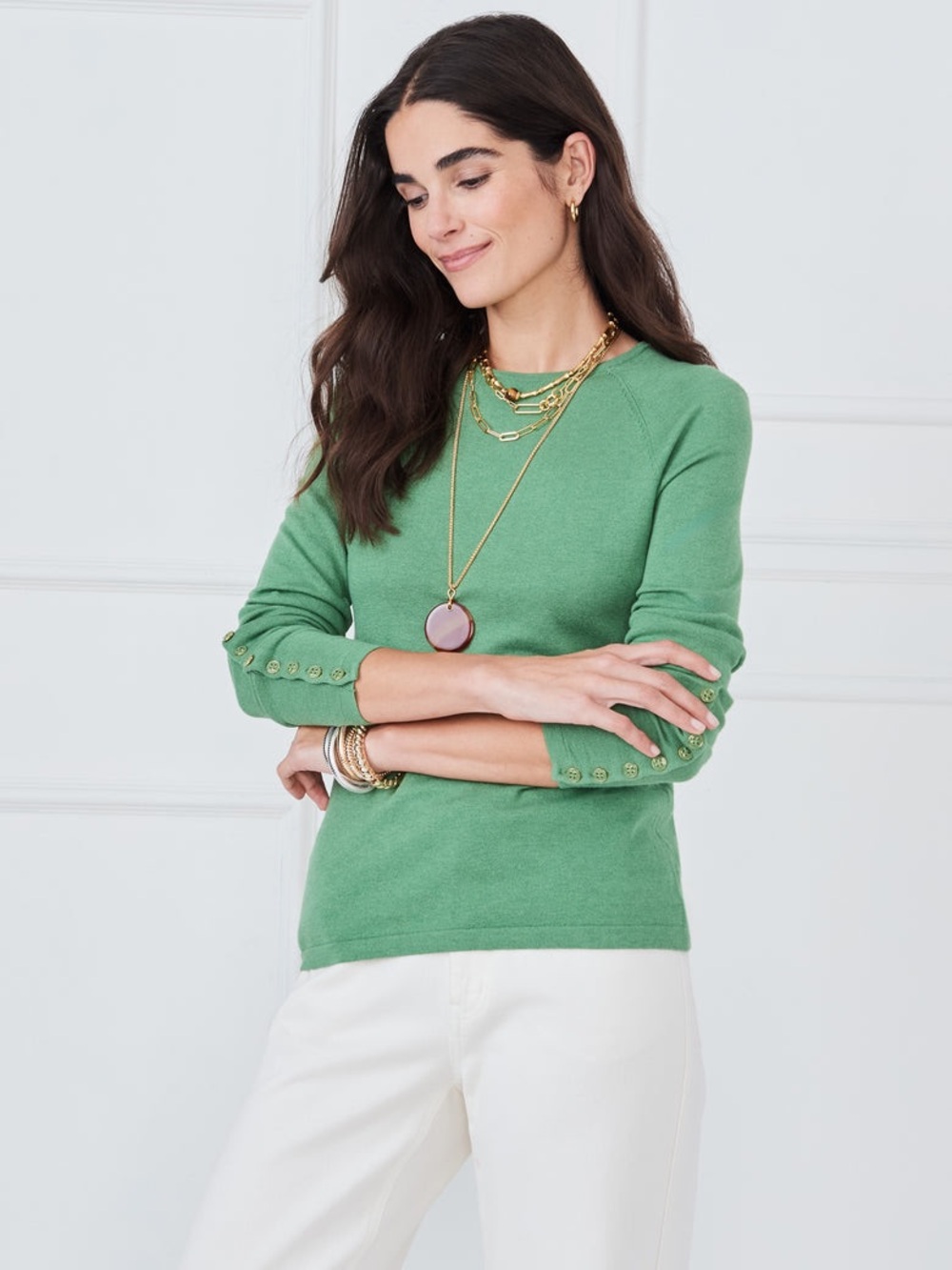 J. McLaughlin the Jamey Sweater Sea Green Cotton Blend Sz M